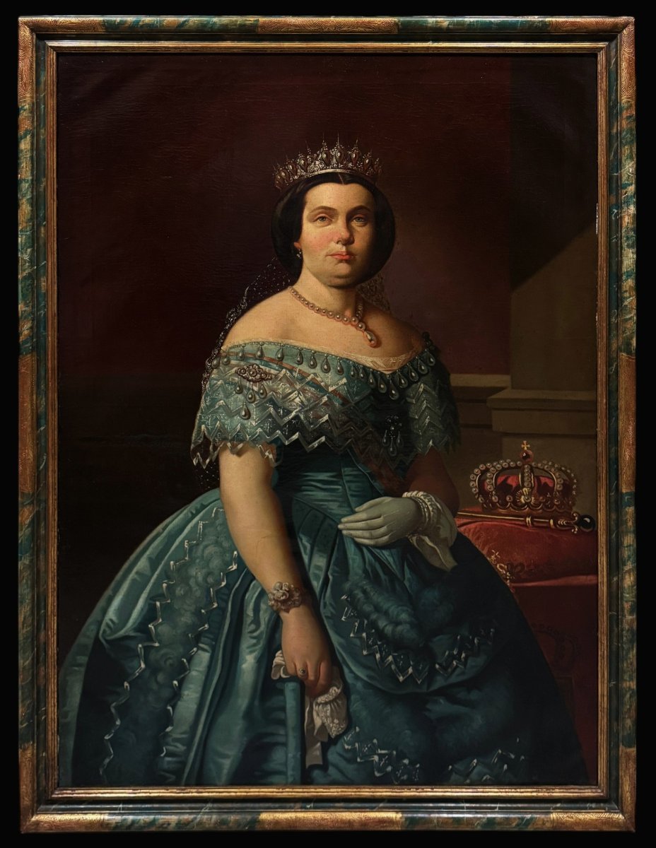 Atelier de Federico de Madrazo (1815-1894) - Portrait Monumentale Isabel II Reine d'Espagne 