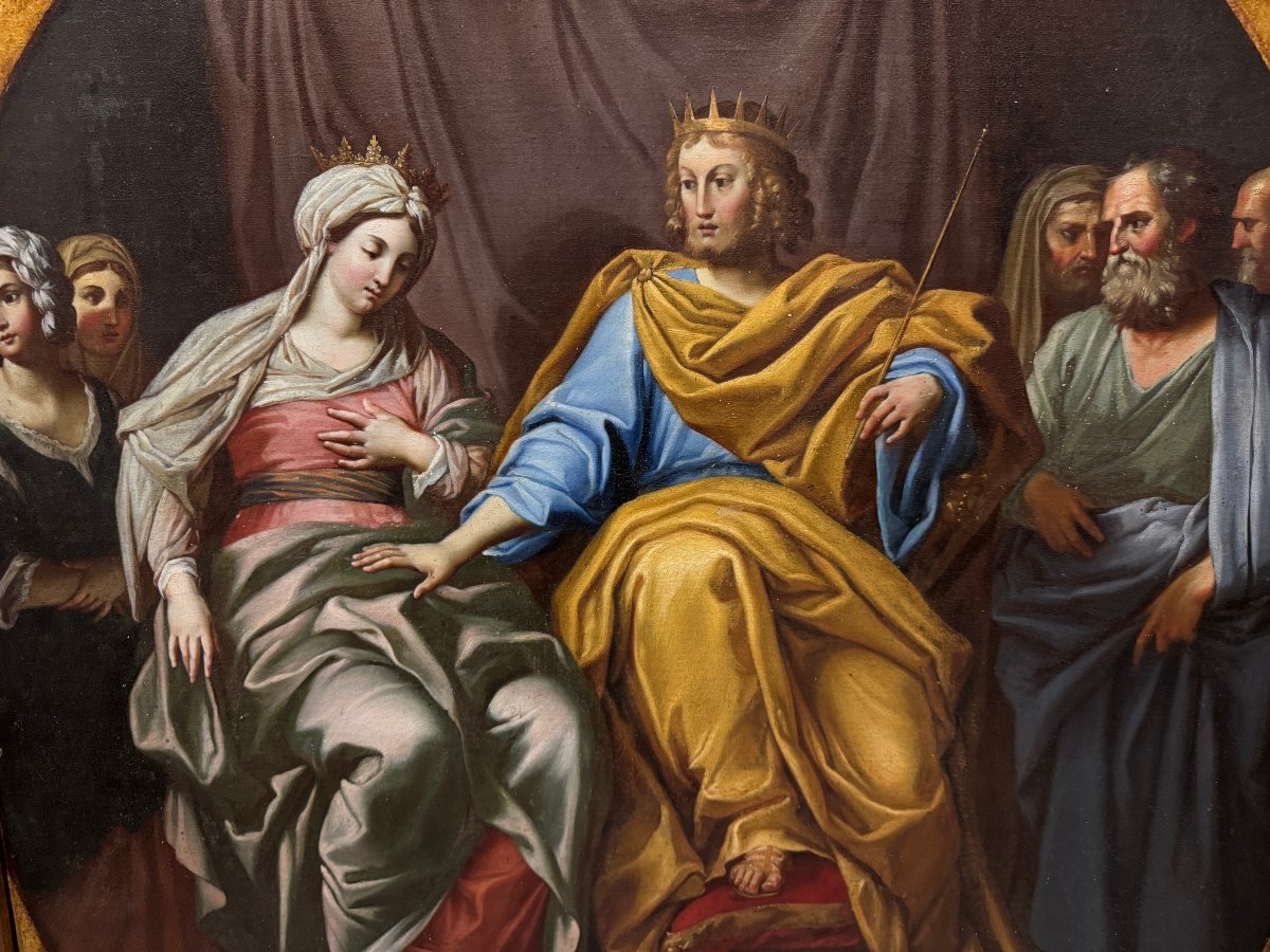 École Italienne (XVIII, D'après Le Domenichin) - Le Roi David et Bethsabée-photo-1