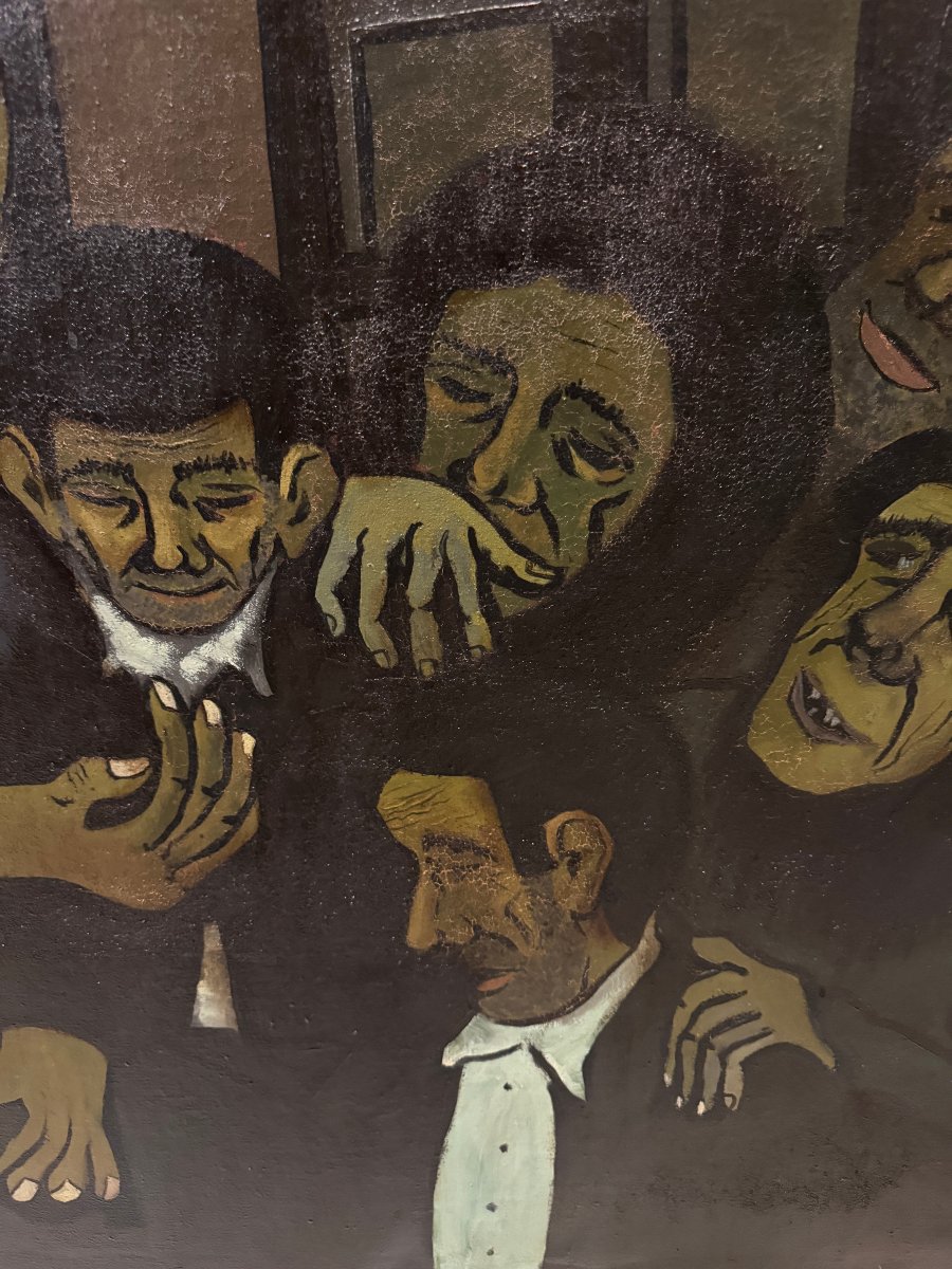 École Espagnole (c. 1950) - Veillée Funèbre dans une village espagnole-photo-4