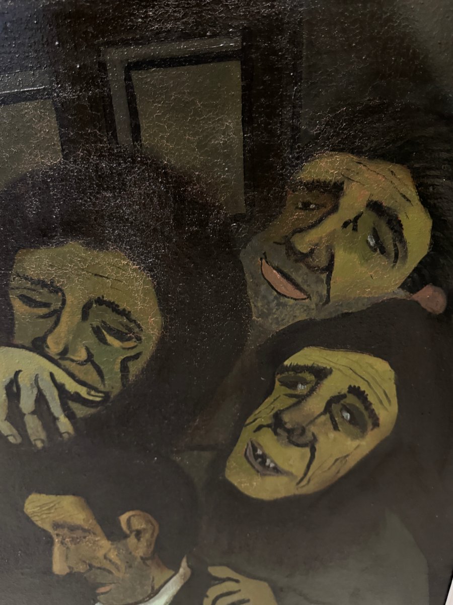 École Espagnole (c. 1950) - Veillée Funèbre dans une village espagnole-photo-2