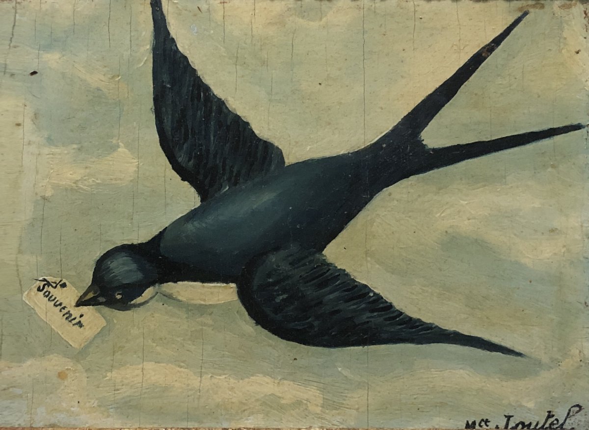 French School (c. 1900) - Souvenir / The Swallow-photo-2