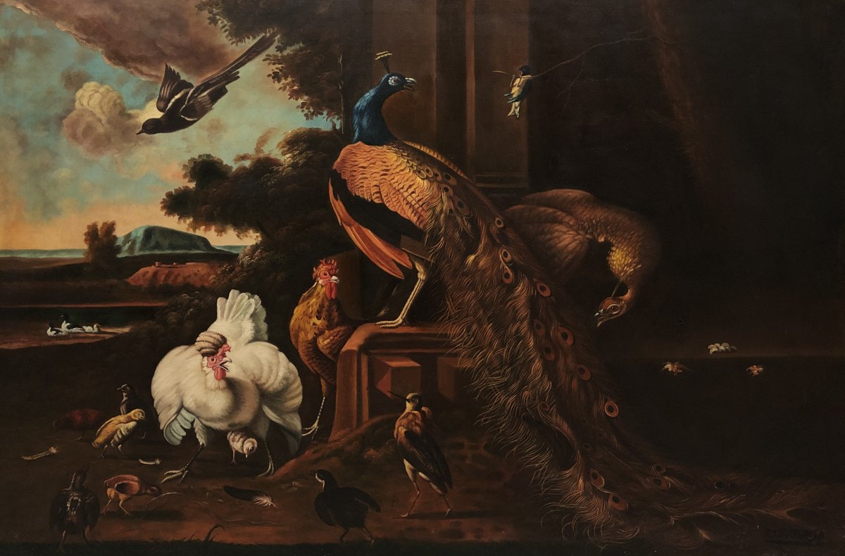 	 European School (c. 1950) - Grand Concert Of Birds (in The Style Of Melchior d'Hondecoeter)-photo-2