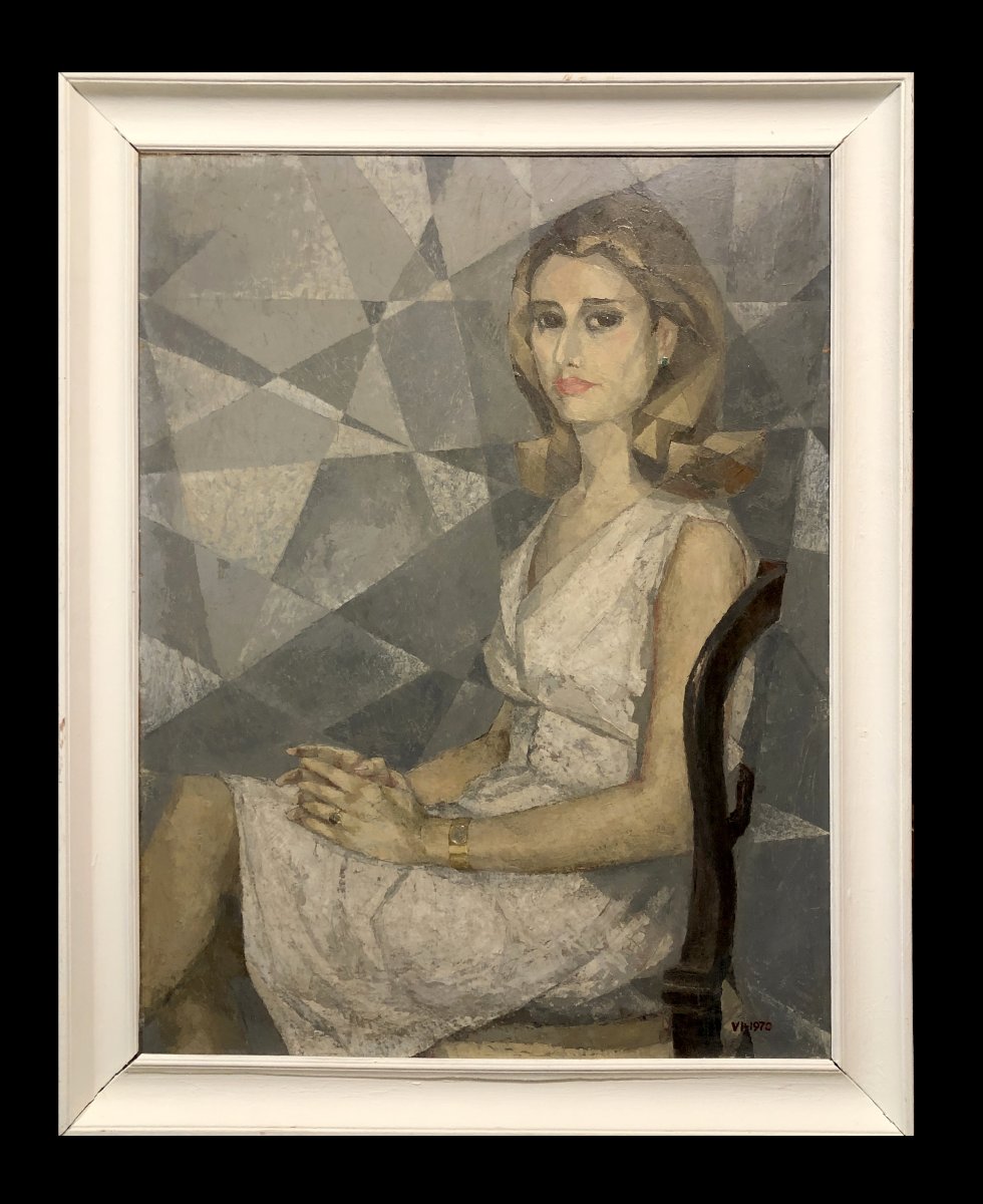 	 École Espagnole (1970s) - Portrait en Robe de Cocktail