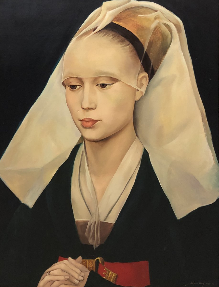 European School (20th Century) - Portrait Of A Lady - After Rogier Van Der Weyden-photo-2