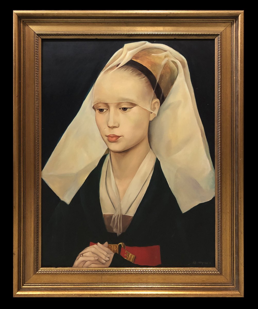 European School (20th Century) - Portrait Of A Lady - After Rogier Van Der Weyden
