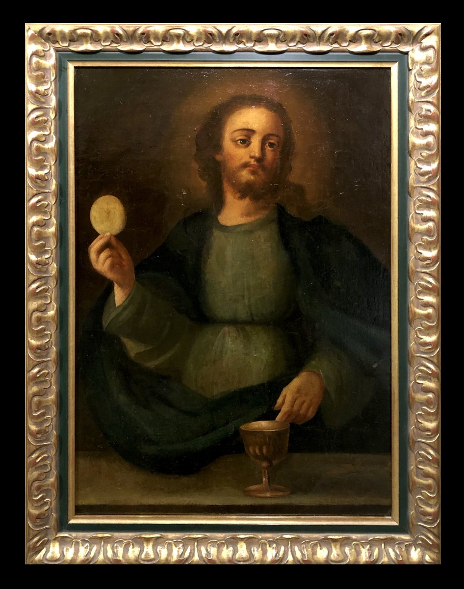 	 Spanish School (17th Century) - *salvator Mundi* With The Sacrament Of The Eucharist
