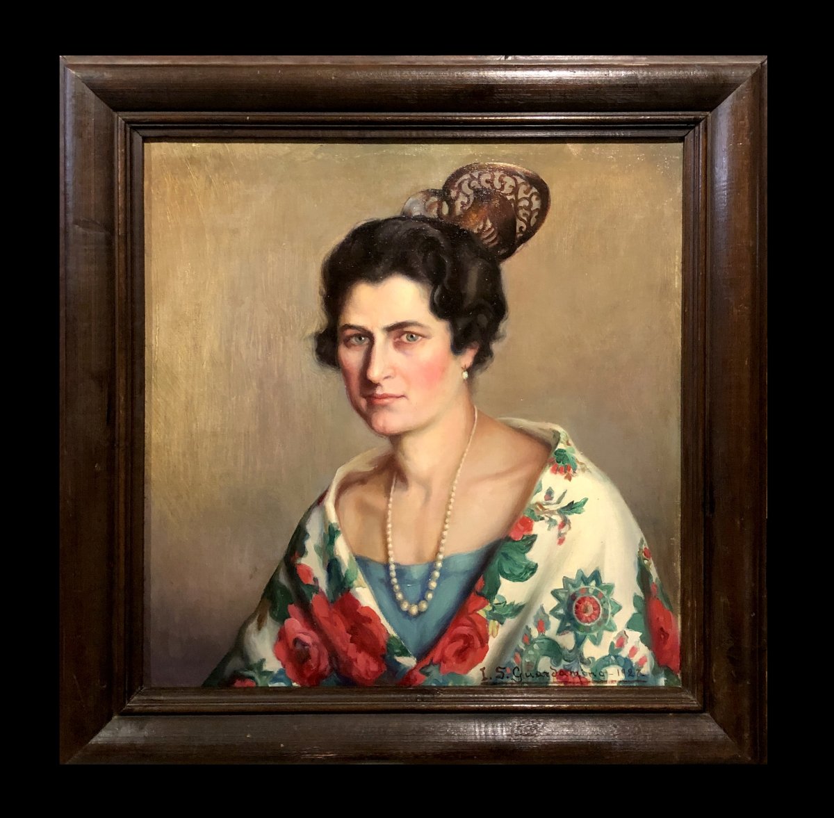 	 Ignacio Sánchez-Guardamino (1898-1984) - Portrait de Dame Espagnole