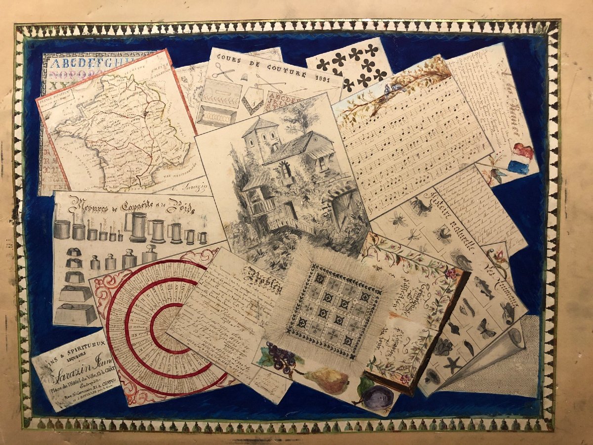 École Française (XIX) - Trompe-l'œil à papiers-photo-2