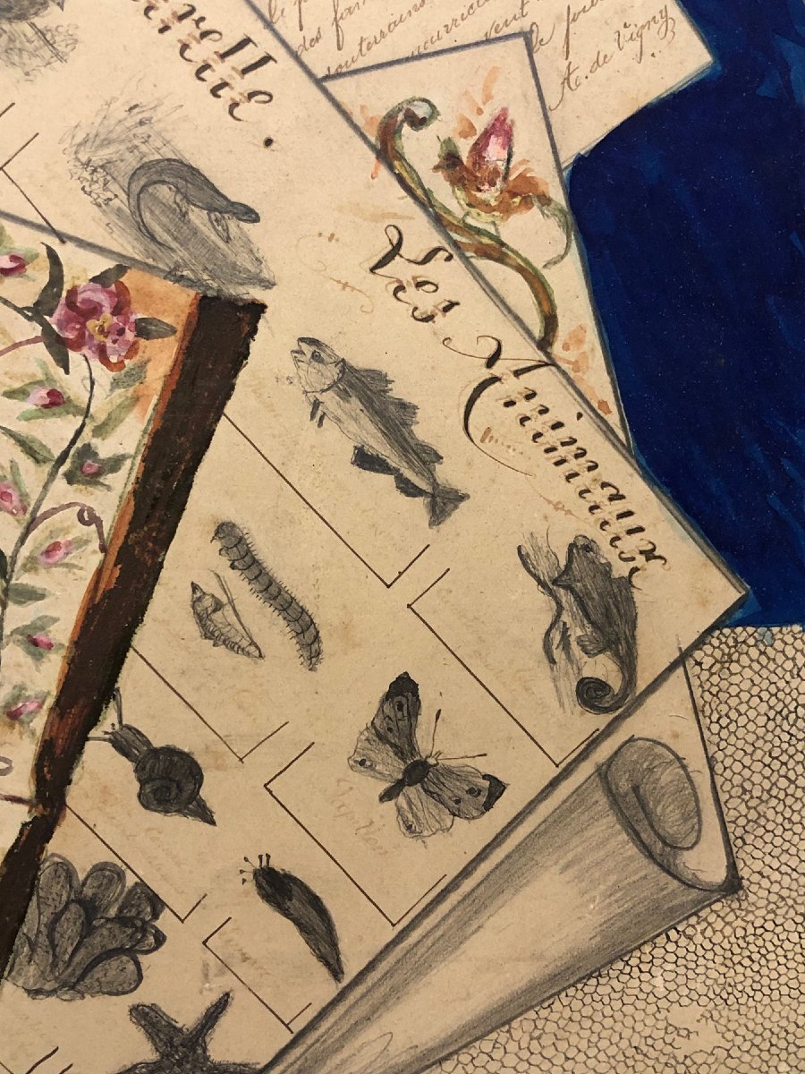 École Française (XIX) - Trompe-l'œil à papiers-photo-3