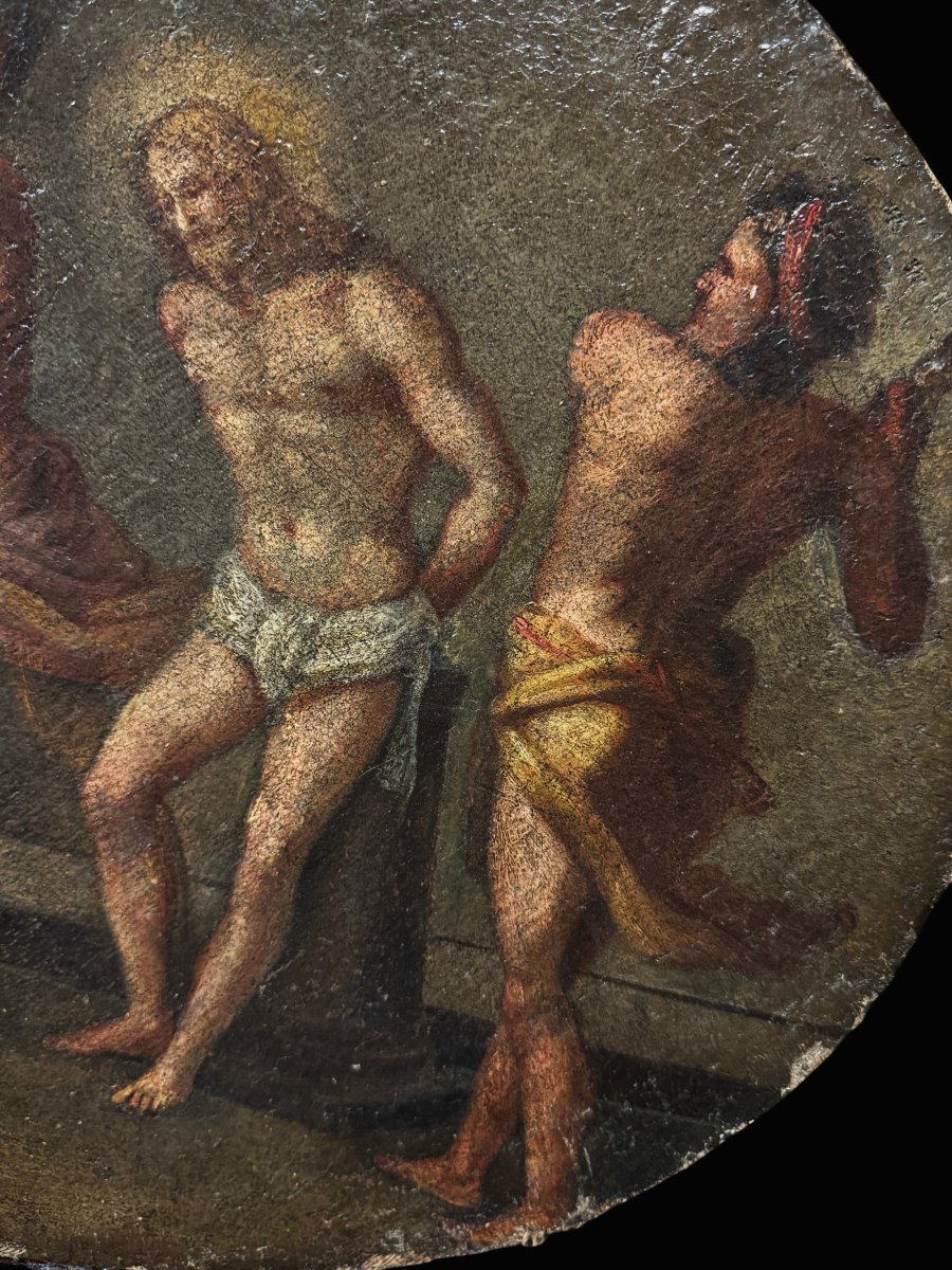 École bolonaise (XVIIe siècle) - Tondo de la Flagellation-photo-2