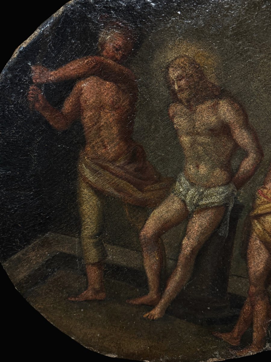 École bolonaise (XVIIe siècle) - Tondo de la Flagellation-photo-3