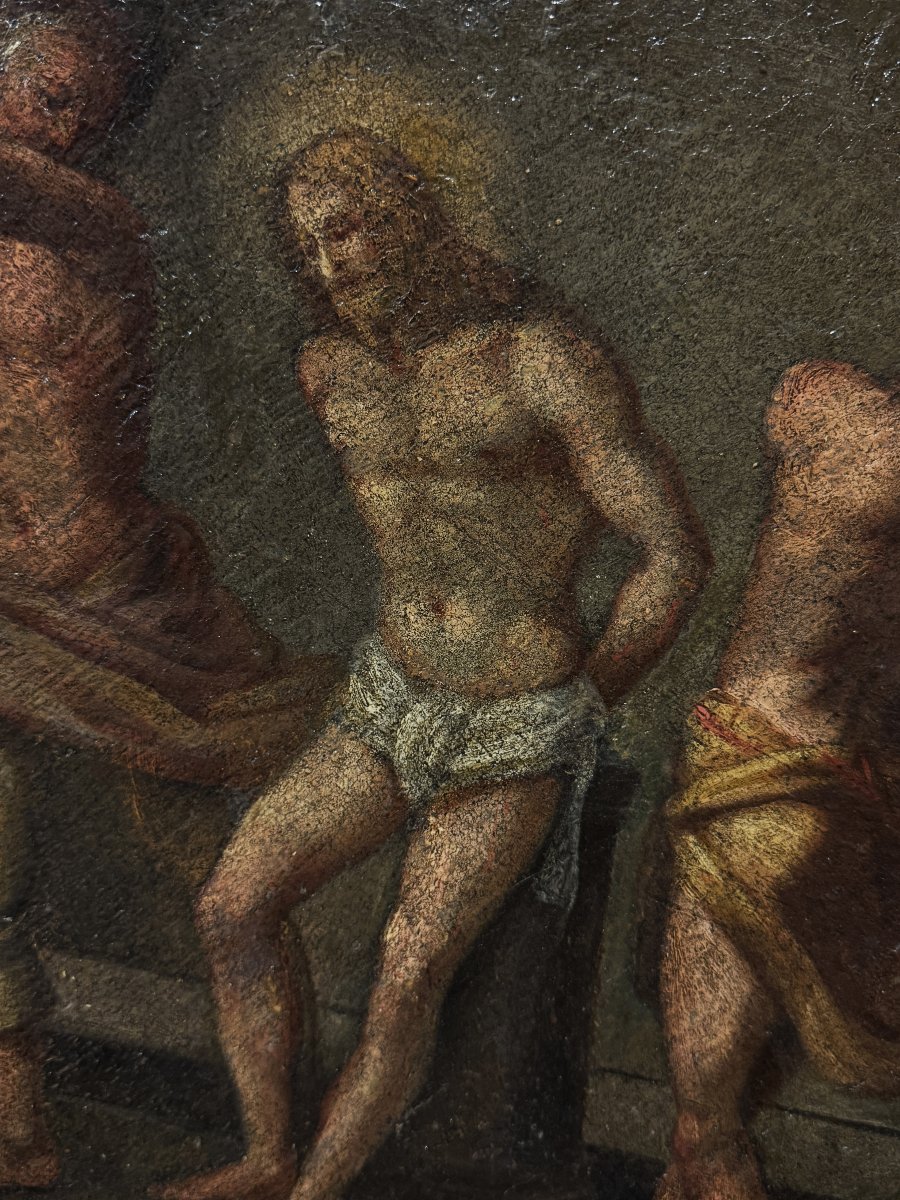 École bolonaise (XVIIe siècle) - Tondo de la Flagellation-photo-4
