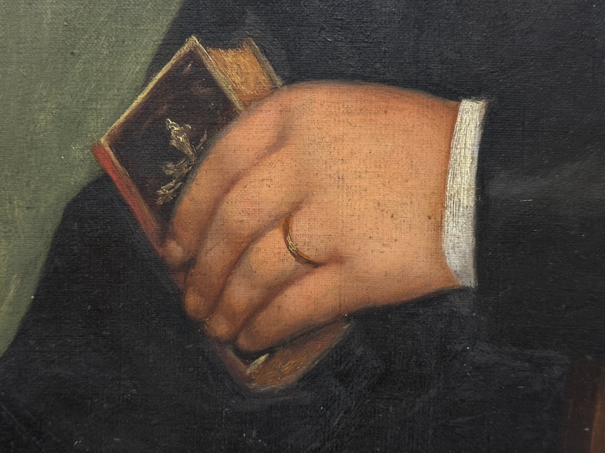 École réaliste (c.1860) – Portrait d'une jeune femme avec un livre de prières-photo-4