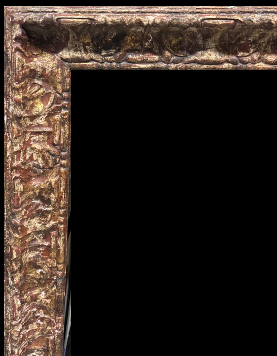Grand Cadre de Style Baroque Espagnol en Bois Massif Doré - c. 1950-photo-2