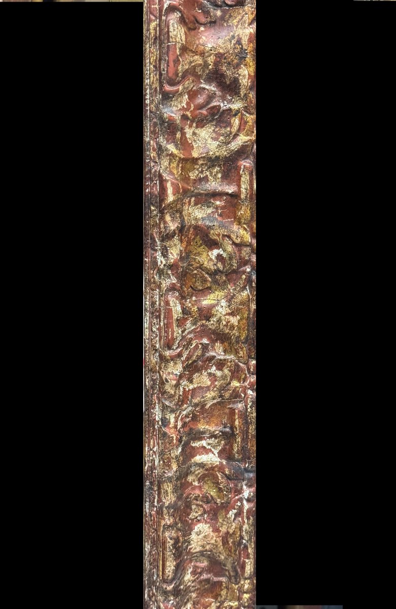 Grand Cadre de Style Baroque Espagnol en Bois Massif Doré - c. 1950-photo-3