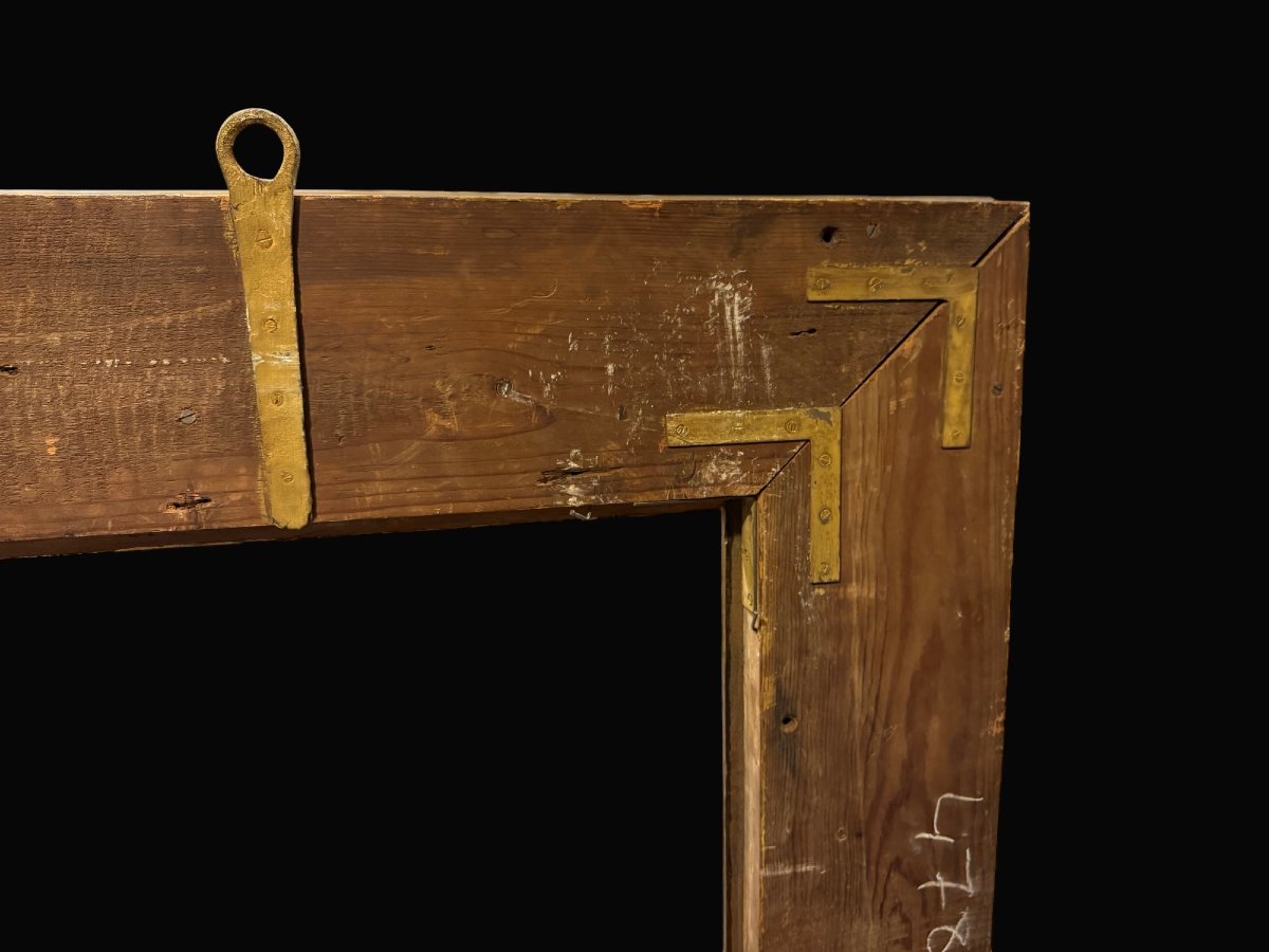 Énorme Cadre en Bois Doré Espagnol avec plaque "Alonso Cano" - Espagne, c. 1900-photo-3