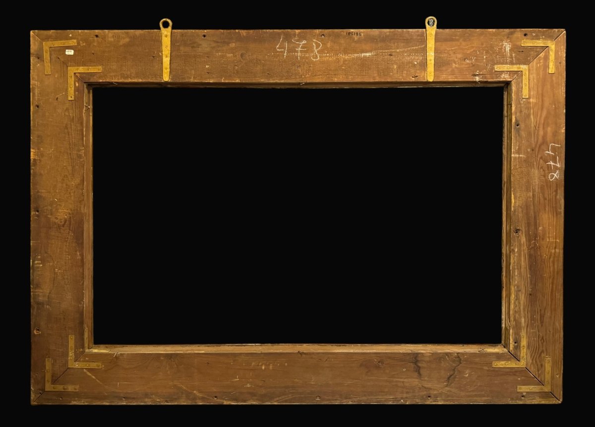 Énorme Cadre en Bois Doré Espagnol avec plaque "Alonso Cano" - Espagne, c. 1900-photo-4
