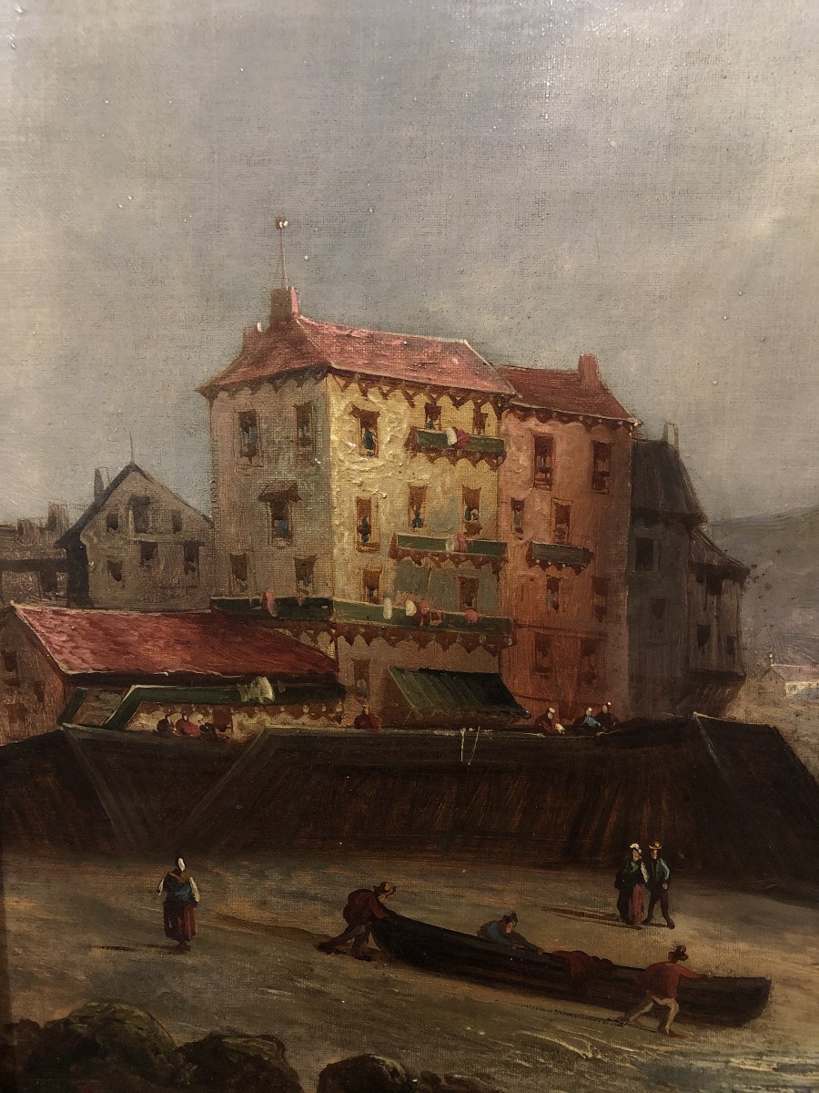 École britannique (vers 1840) – Vue de Staithes (Yorkshire du Nord)-photo-3