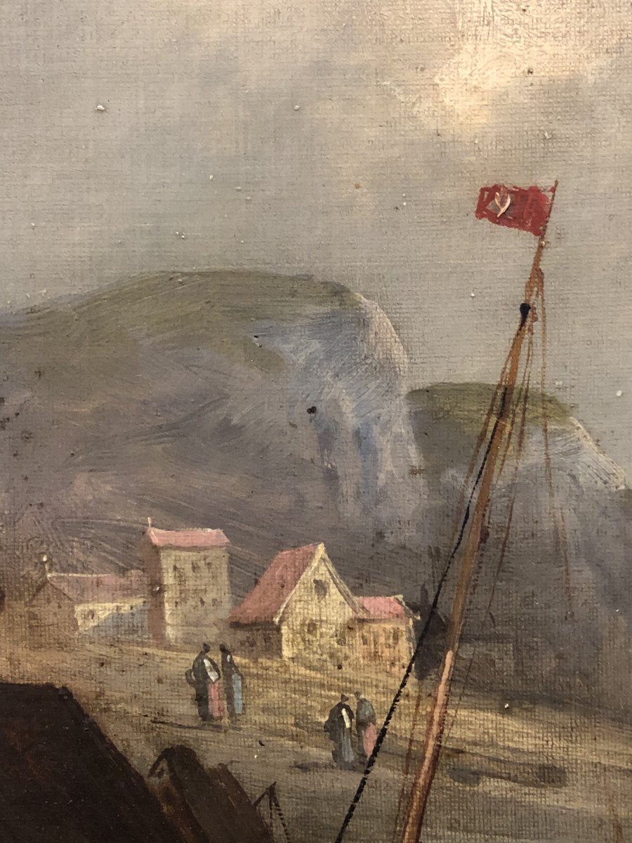École britannique (vers 1840) – Vue de Staithes (Yorkshire du Nord)-photo-2