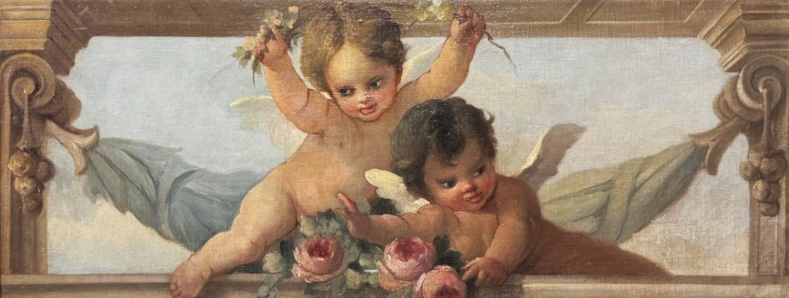 Milan School (circa 1860) – Architectural Frieze With Putti-photo-2