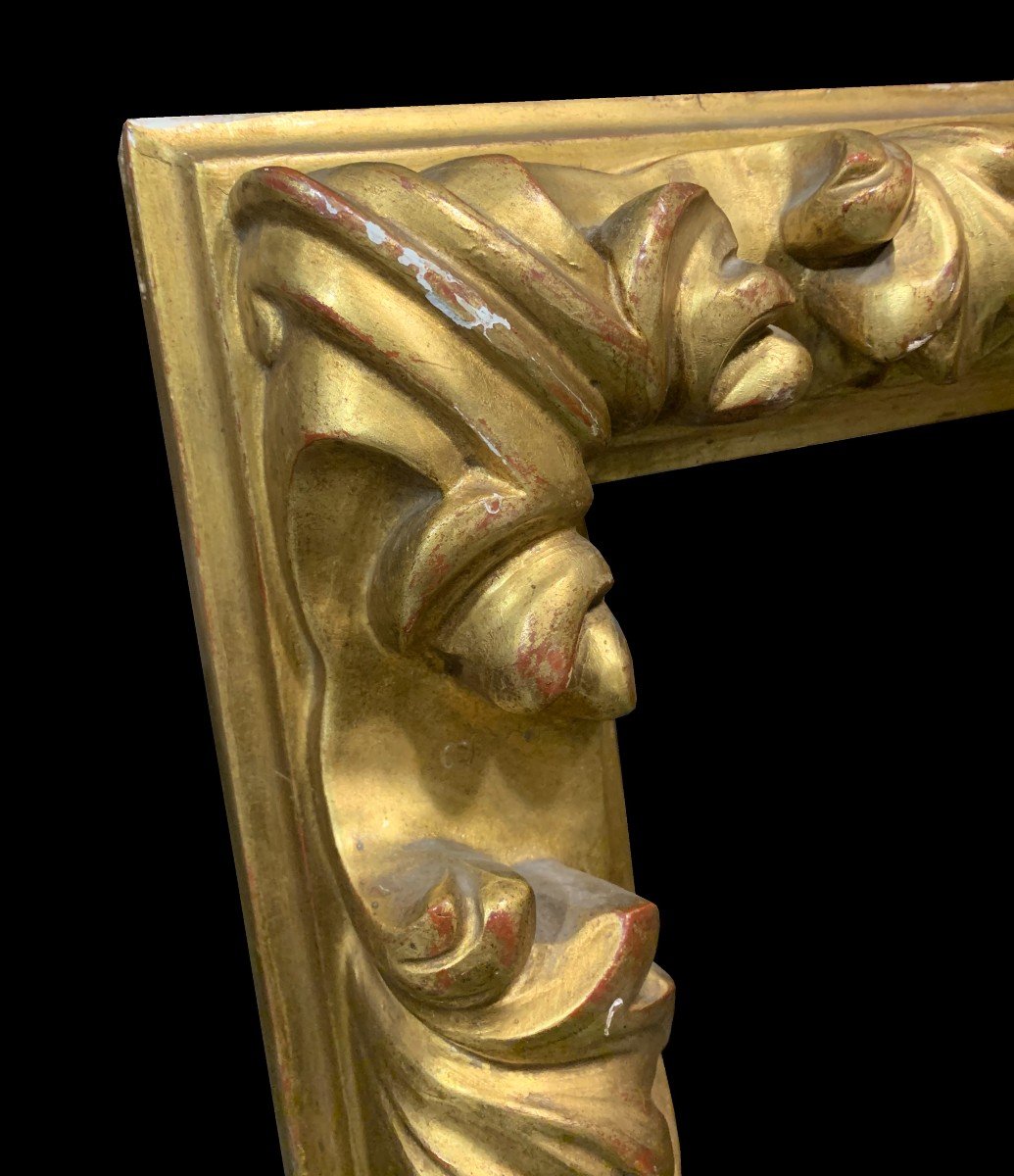 Cadre à Rocaille En Bois Sculpté Et Doré - Espagne, XIXème-photo-2