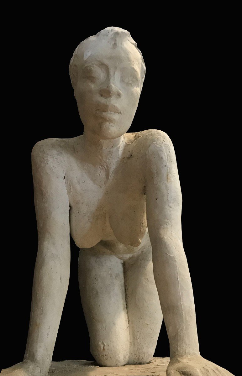 Interesting Plaster Rampant Female Figure - France, 1950s-photo-3