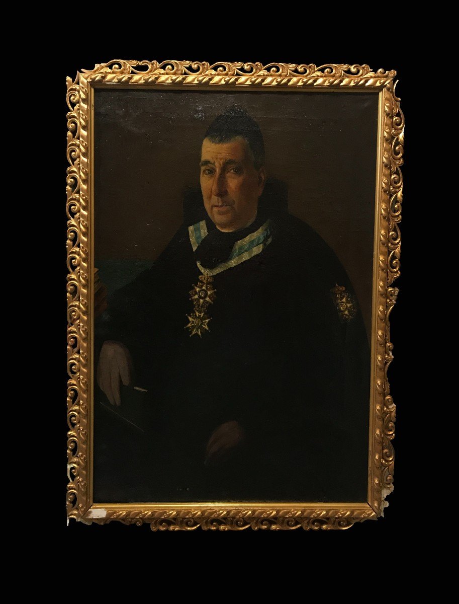 Êcole Espagnole (début XIXème) - Intéressant Portrait d'Evèque Avec l'Ordre De Carlos III