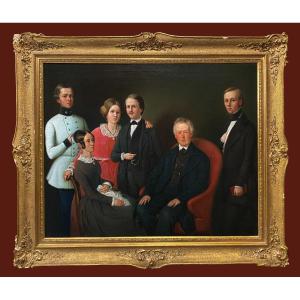 Austrian School (xixth) - Magnificent Biedermeier Family Portrait