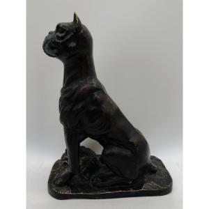 Elegant Bronze Bulldog Dog Sculpture - France, 1950s