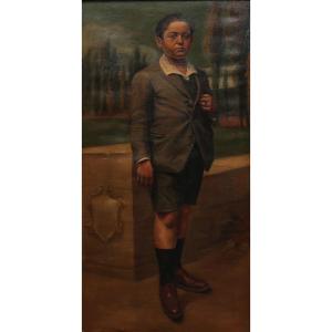 Basque School (1920s) - Huge Portrait Of A Child