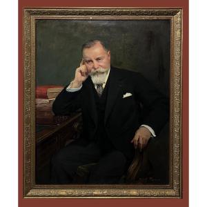 Henri-paul Royer (1869-1938) - Magnificent Portrait In Armchair