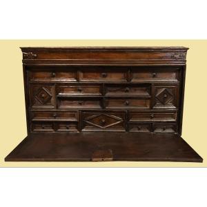 Magnificent Spanish Chest Cabinet In Walnut - 17th-18th Century