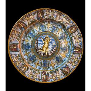Magnificent Italian Historicist Plate - Montelupo Or Urbino, C. 1900