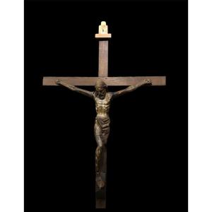 Crucifié Sur Bois Doré - Espagne, XViIème