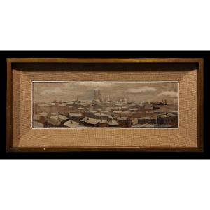 école Espagnole (1950s) - Neige Sur Madrid