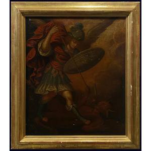 École Virreinale Mexicaine (XVIII) - L'Archange Saint Michel, vainqueur de Satan