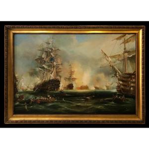 Spanish School (1950s) - The Battle Of Trafalgar