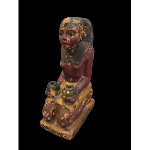 Amusing Replica Ancient Kingdom Painted Limestone Figurine - C. 1950