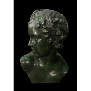 Tête de Ganymède en Bronze Verde Antico - Italie, c. 1950