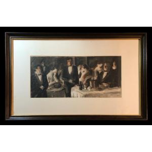 Hazel Lavery (1887-1935) [Attrib. à] - Soirée de Haute Société à Biarritz