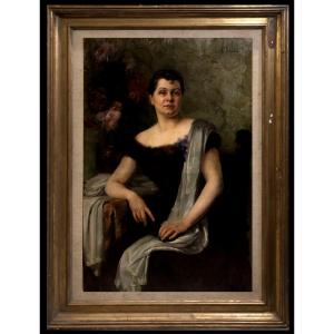 Cécile Chalus (XIX) - Monumental Portrait d'Élégante