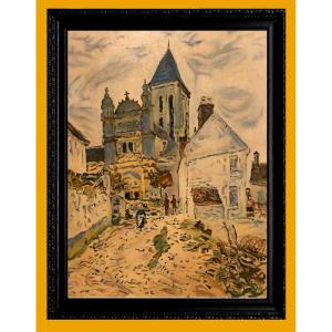 Jean Balagué (1933-2020) - L'Église Saint-Laurent de Verneuil (D'après Claude Monet)