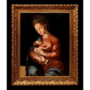 	 École Espagnole (c. 1930) - Notre-Dame de la Lait (D'après Luis Morales, dit "El Divino")