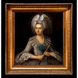 	Parisian School (c. 1780) - Portrait Of A Grand Lady In An Extravagant Hairstyle