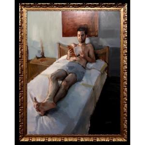 Carlos Asensio (1986) - Self-portrait Reading In Bed