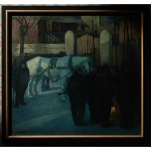 Alberto María Rossi (1879-1965) - Buenos Aires : Docks et chevaux à La Boca