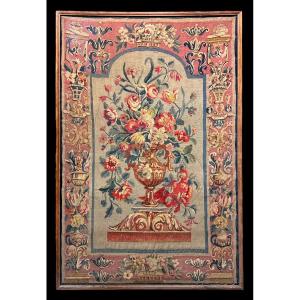 Large Aubusson Tapestry Bouquet Of Flowers - Late 18th Century