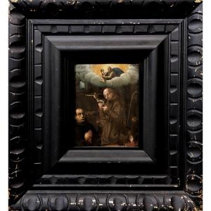 Spanish School (circa 1600) - Glory Of Saint John Of God With A Donor
