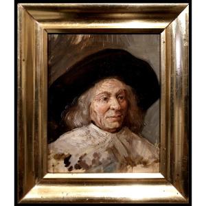 	 École Européene (c. 1900) - Portrait de Gentilhomme Hollandais (Dans le style de Frans Hals)
