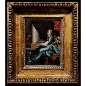 Frans Francken le Jeune (1581-1642) atelier de - Sainte Cécile se délecte de la Musique Céleste